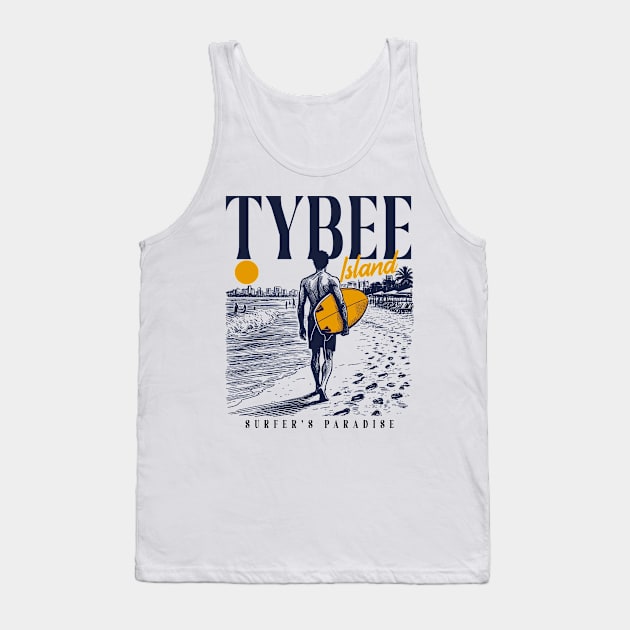 Vintage Surfing Tybee Island, Georgia // Retro Surfer Sketch // Surfer's Paradise Tank Top by Now Boarding